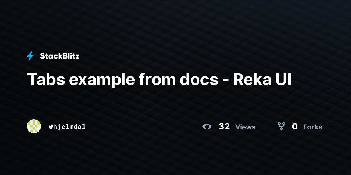Tabs example from docs - Reka UI - StackBlitz