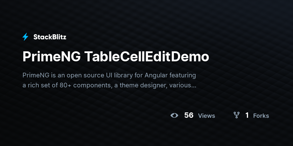 PrimeNG TableCellEditDemo - StackBlitz