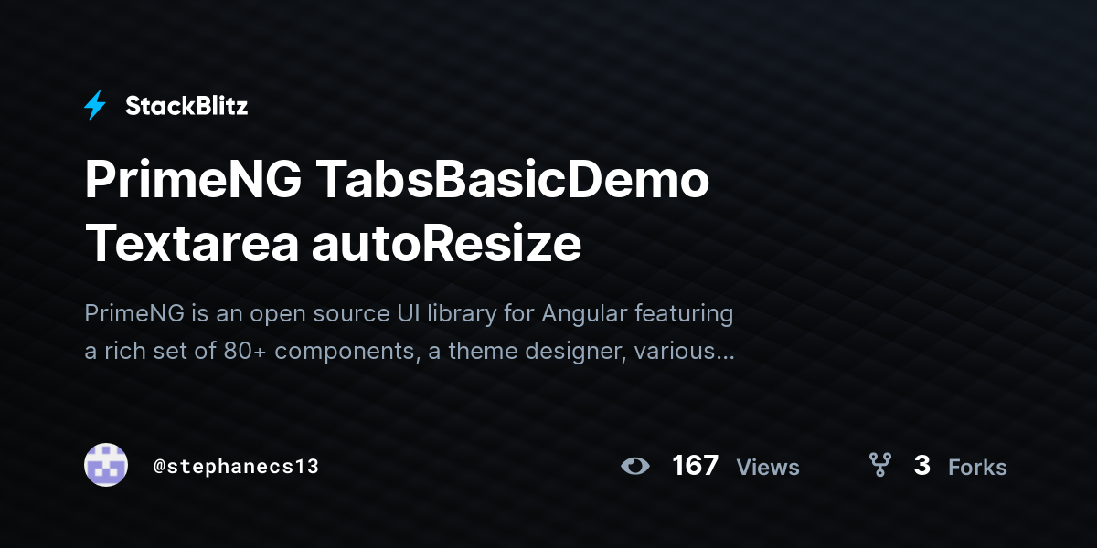 PrimeNG TabsBasicDemo Textarea autoResize - StackBlitz