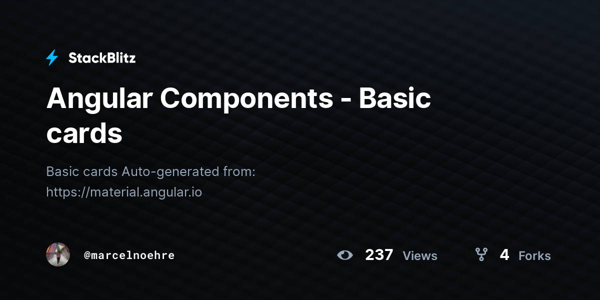Angular Components - Basic cards - StackBlitz