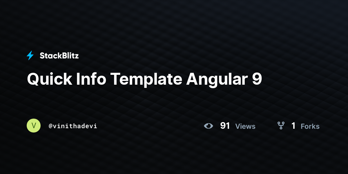 Quick Info Template Angular 9 - StackBlitz