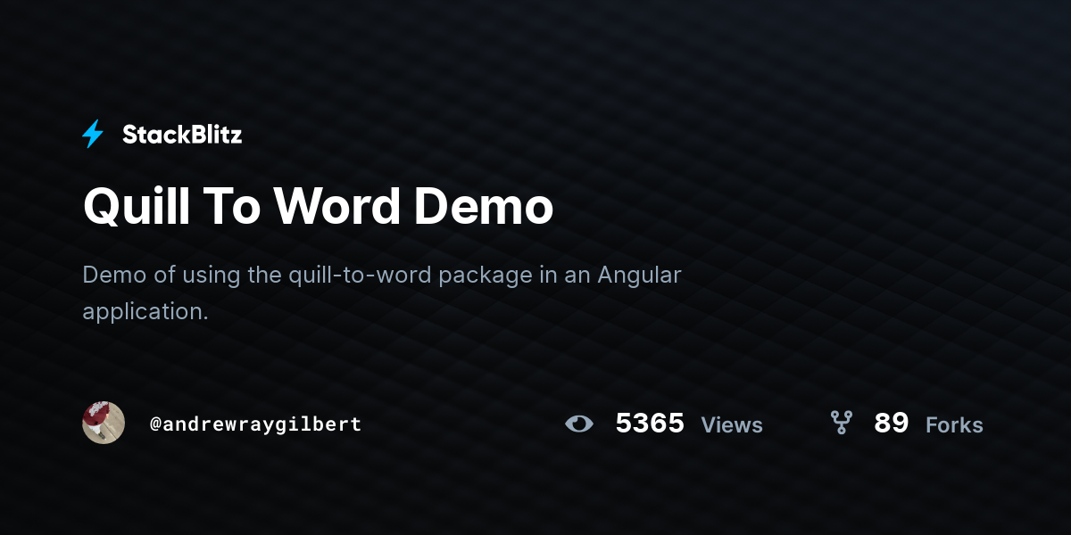 Quill To Word Demo StackBlitz