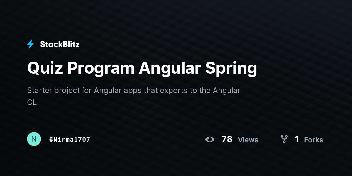 Quiz Program Angular Spring - StackBlitz