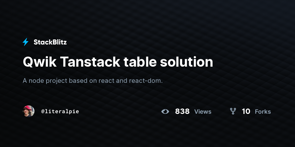Qwik Tanstack table solution - StackBlitz