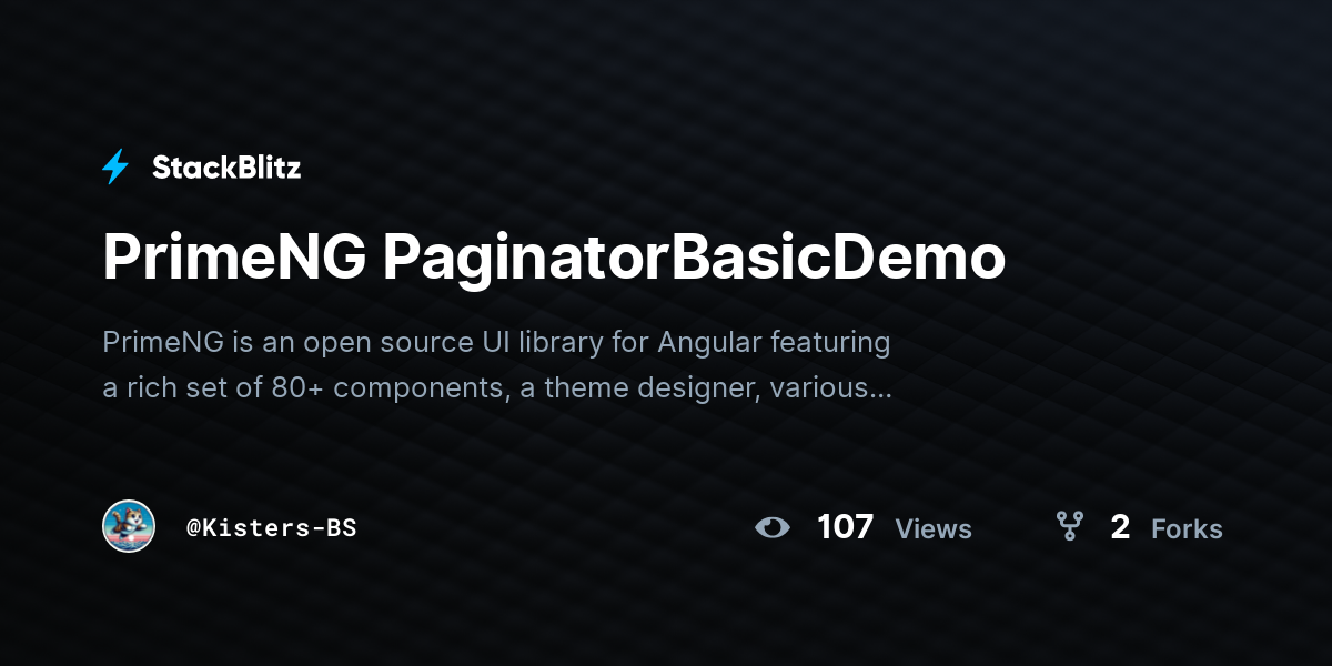 PrimeNG PaginatorBasicDemo - StackBlitz