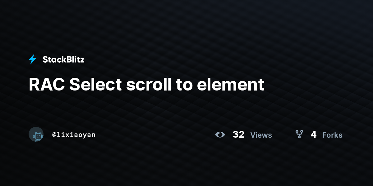 RAC Select scroll to element - StackBlitz