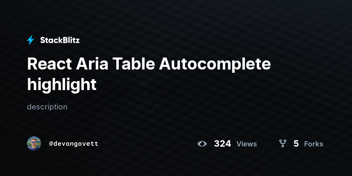 React Aria Table Autocomplete highlight - StackBlitz