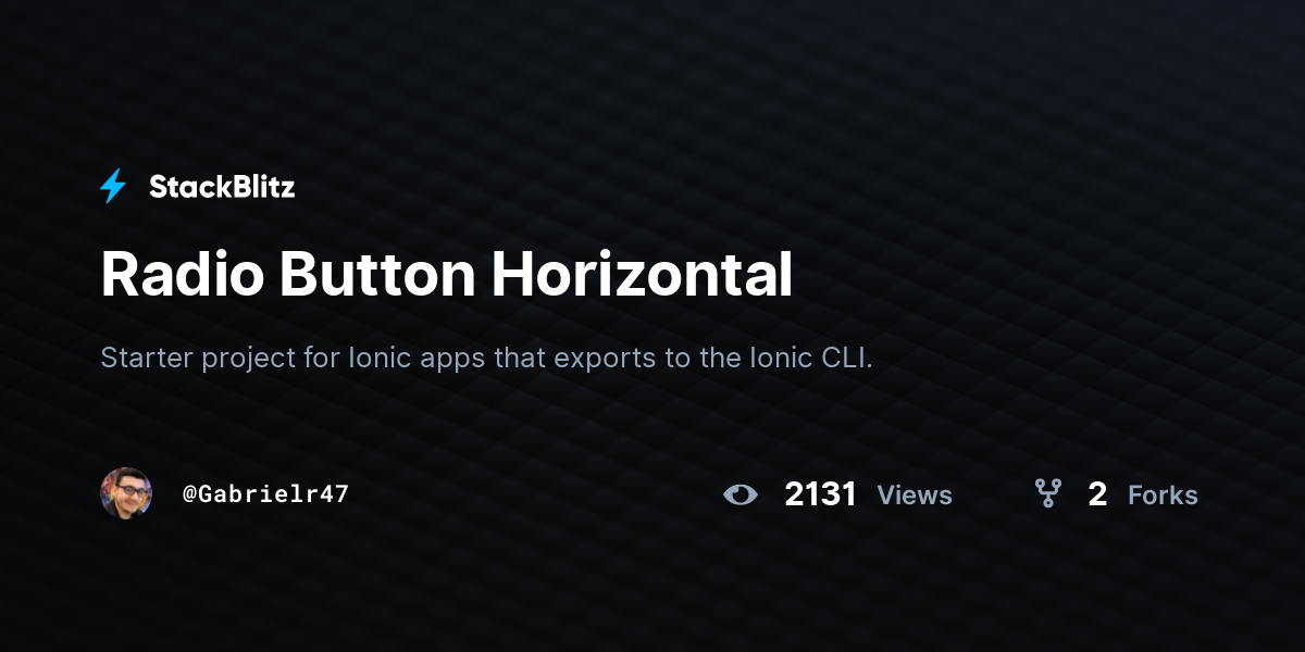 Radio Button Horizontal - StackBlitz