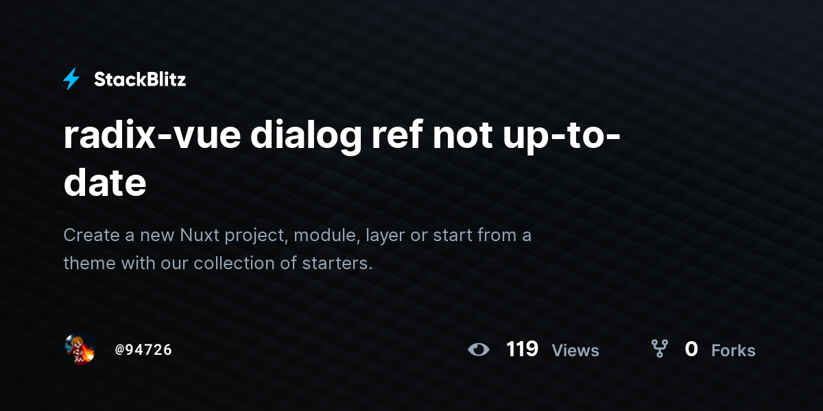 radix-vue dialog ref not up-to-date - StackBlitz