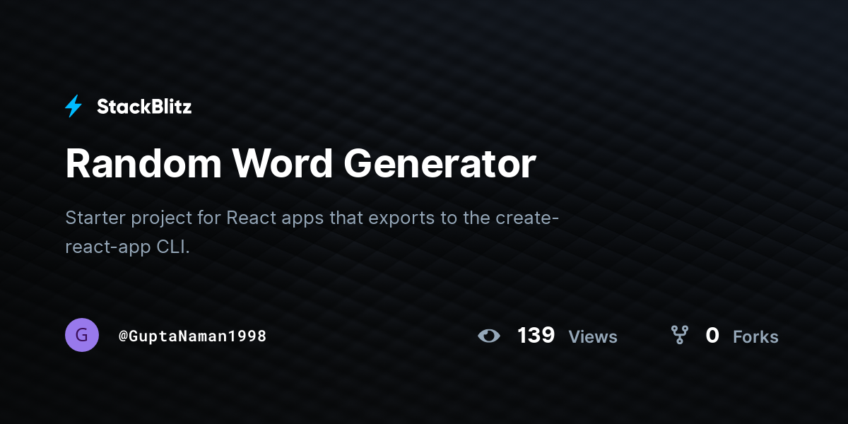Random Word Generator - StackBlitz