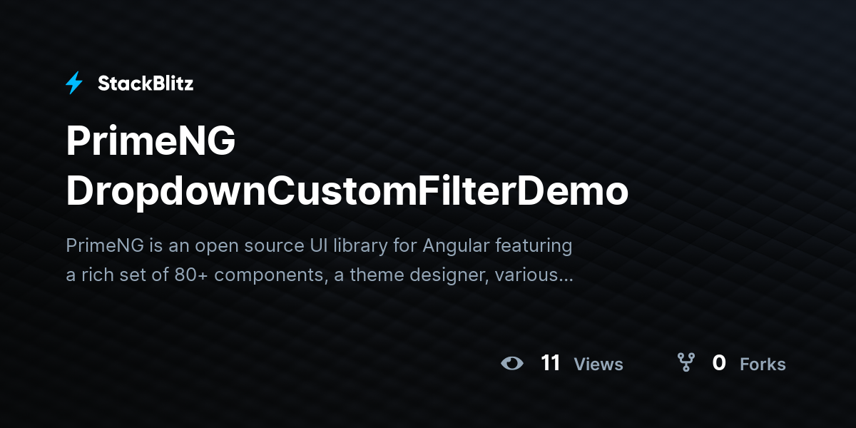 PrimeNG DropdownCustomFilterDemo - StackBlitz