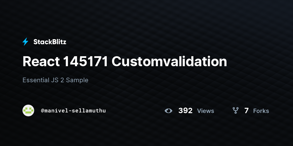 React 145171 Customvalidation - StackBlitz