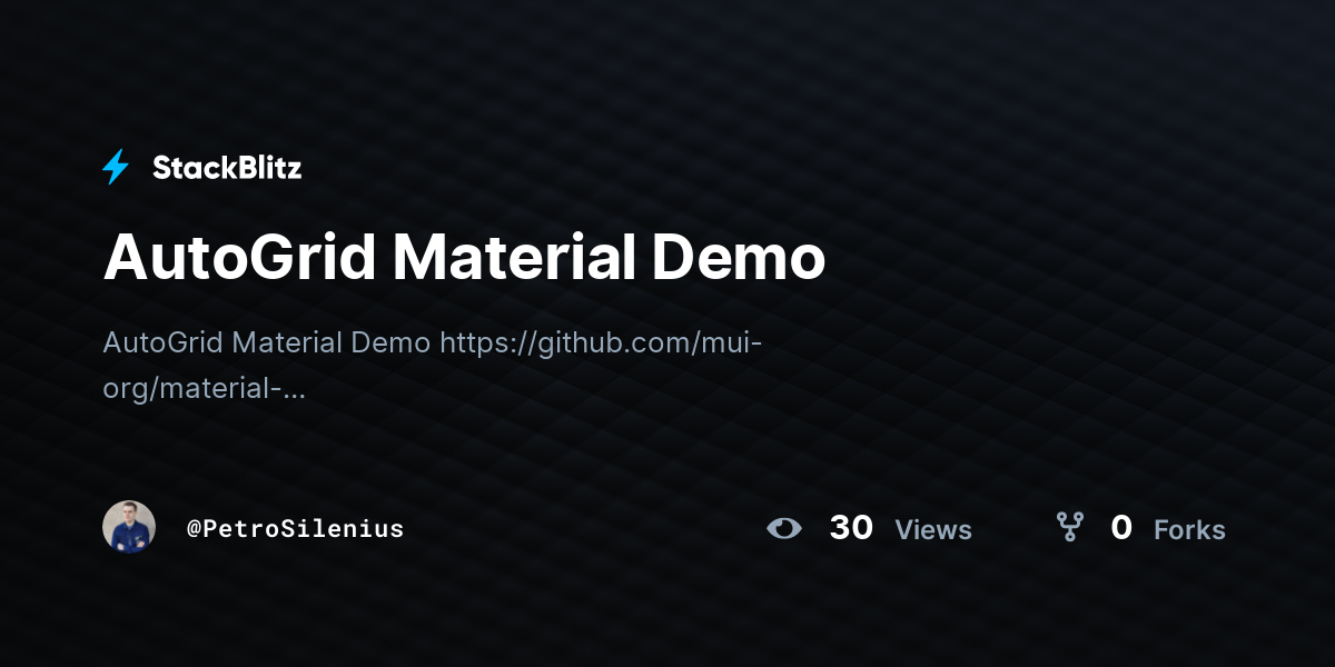 AutoGrid Material Demo - StackBlitz