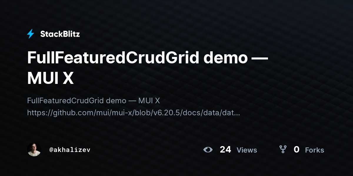 FullFeaturedCrudGrid demo — MUI X - StackBlitz