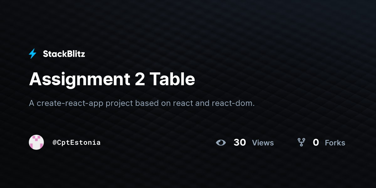 Assignment 2 Table - StackBlitz