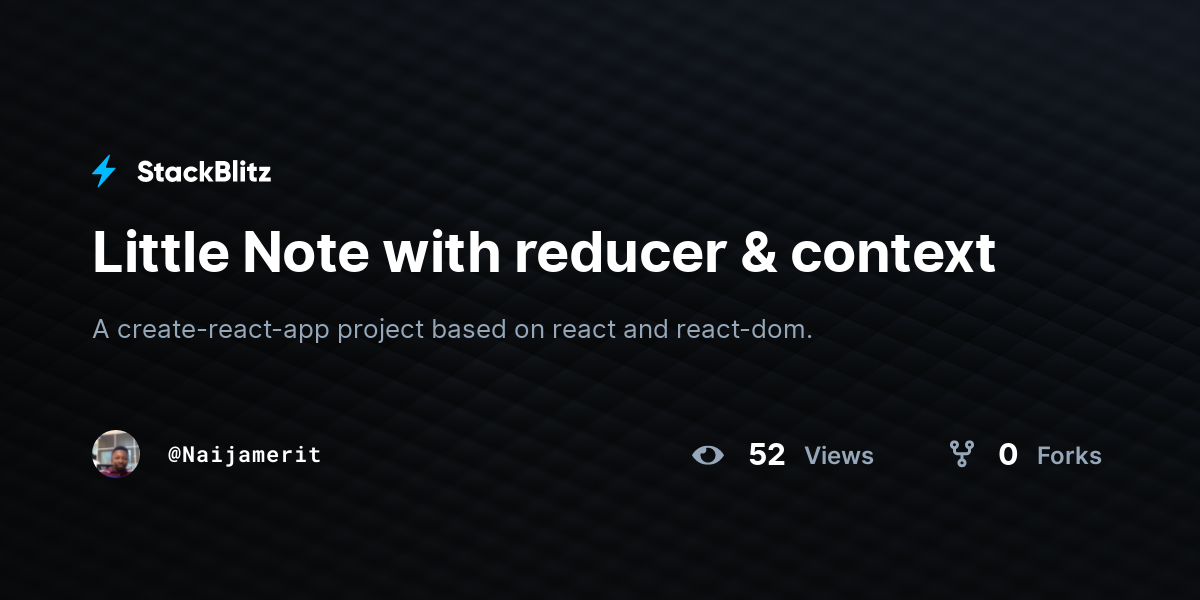 Little Note with reducer & context - StackBlitz