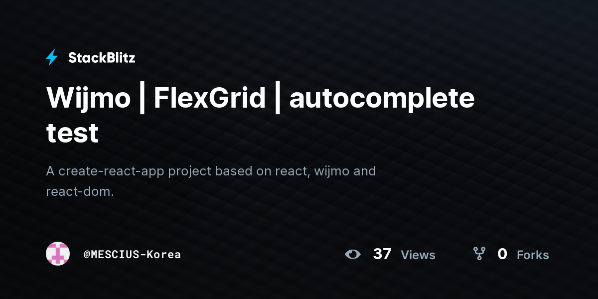 Wijmo | FlexGrid | autocomplete test - StackBlitz