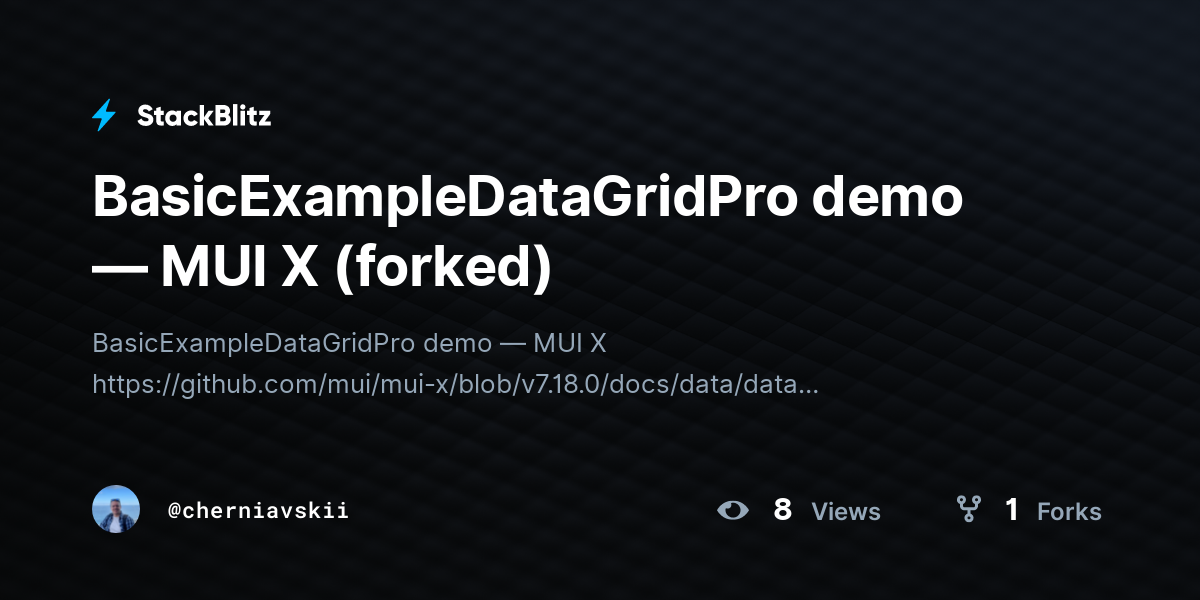 BasicExampleDataGridPro demo — MUI X (forked) - StackBlitz