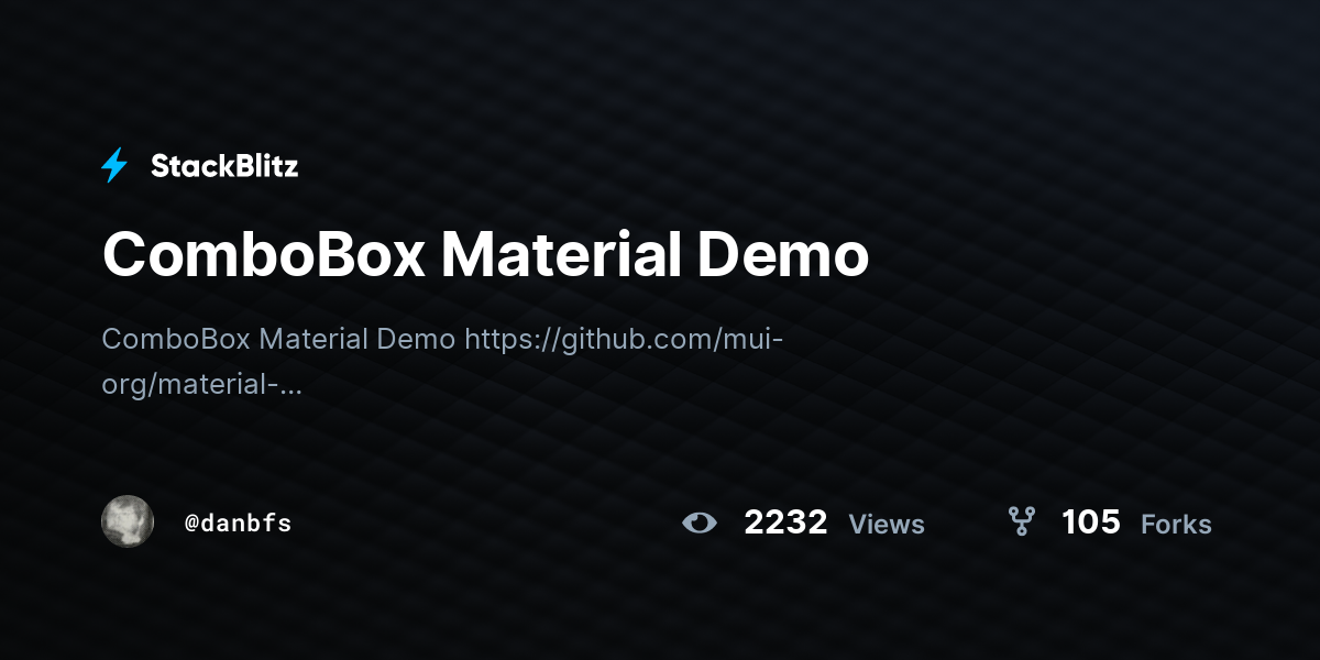 ComboBox Material Demo - StackBlitz