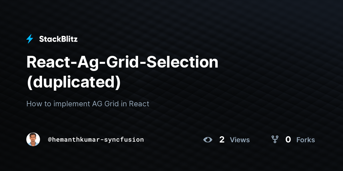 React-Ag-Grid-Selection (duplicated) - StackBlitz