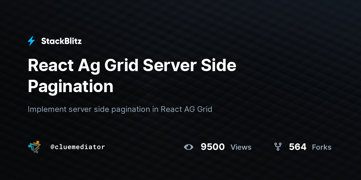 React Ag Grid Server Side Pagination StackBlitz