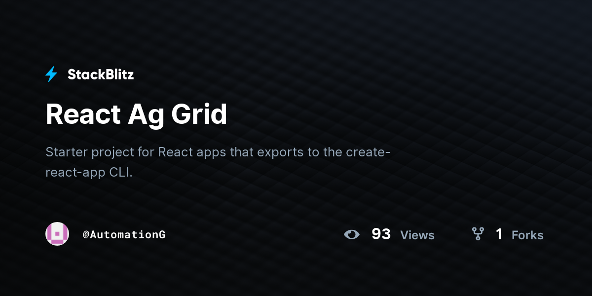 React Ag Grid - StackBlitz