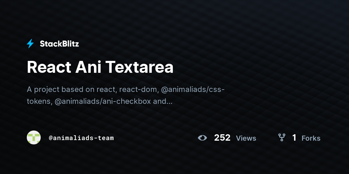 React Ani Textarea - StackBlitz