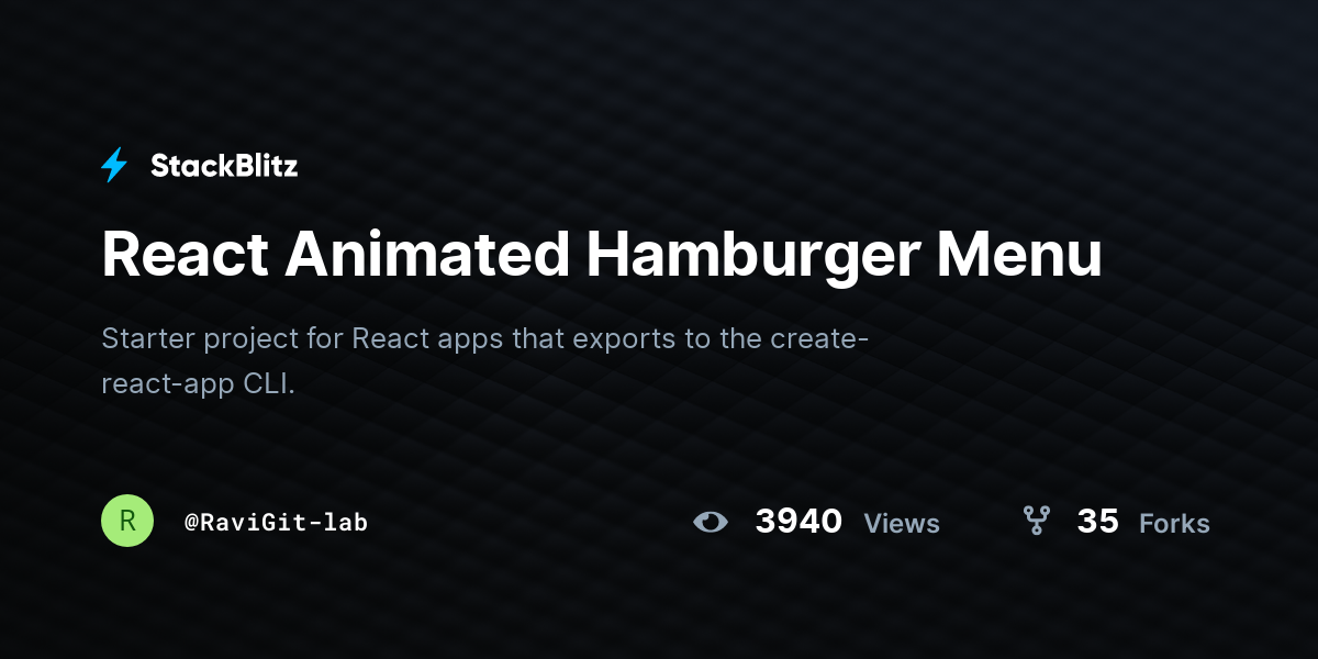 React Animated Hamburger Menu - StackBlitz