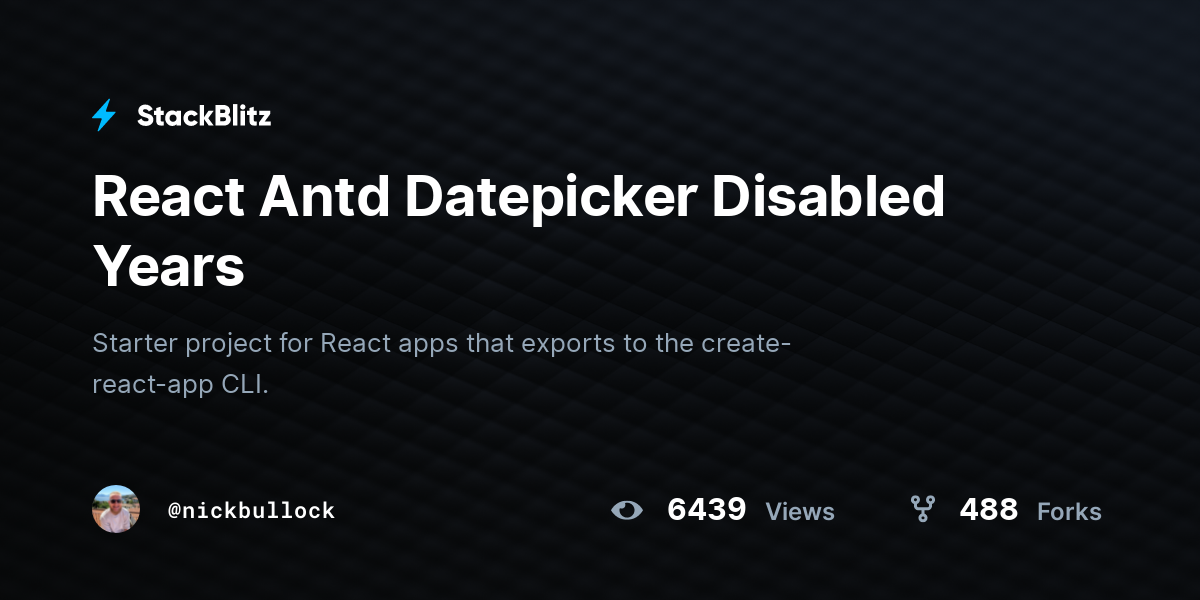 React Antd Datepicker Disabled Years - StackBlitz