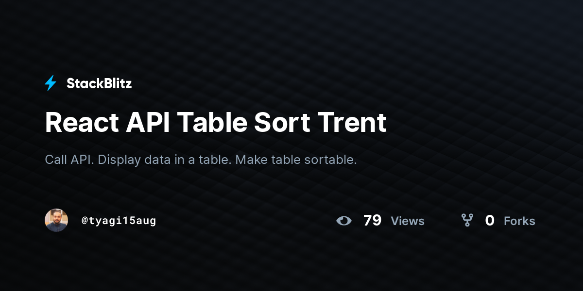 React API Table Sort Trent StackBlitz