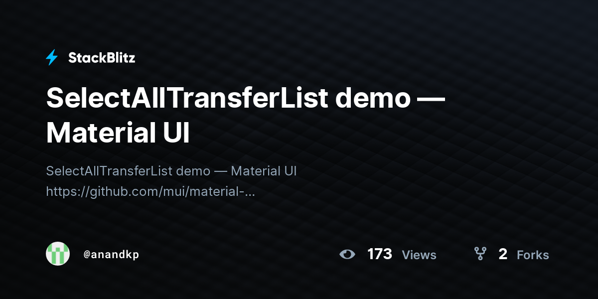 SelectAllTransferList demo — Material UI - StackBlitz