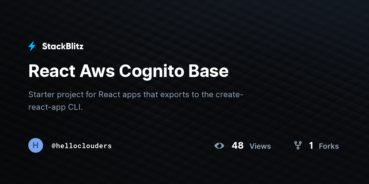 React Aws Cognito Base - StackBlitz