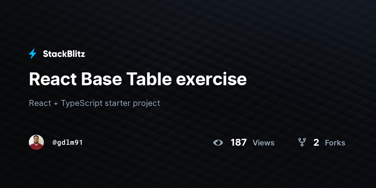 React Base Table exercise - StackBlitz