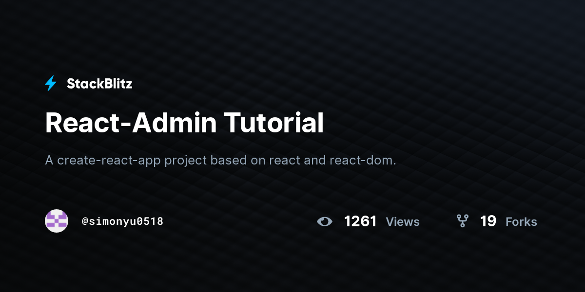 React-Admin Tutorial - StackBlitz