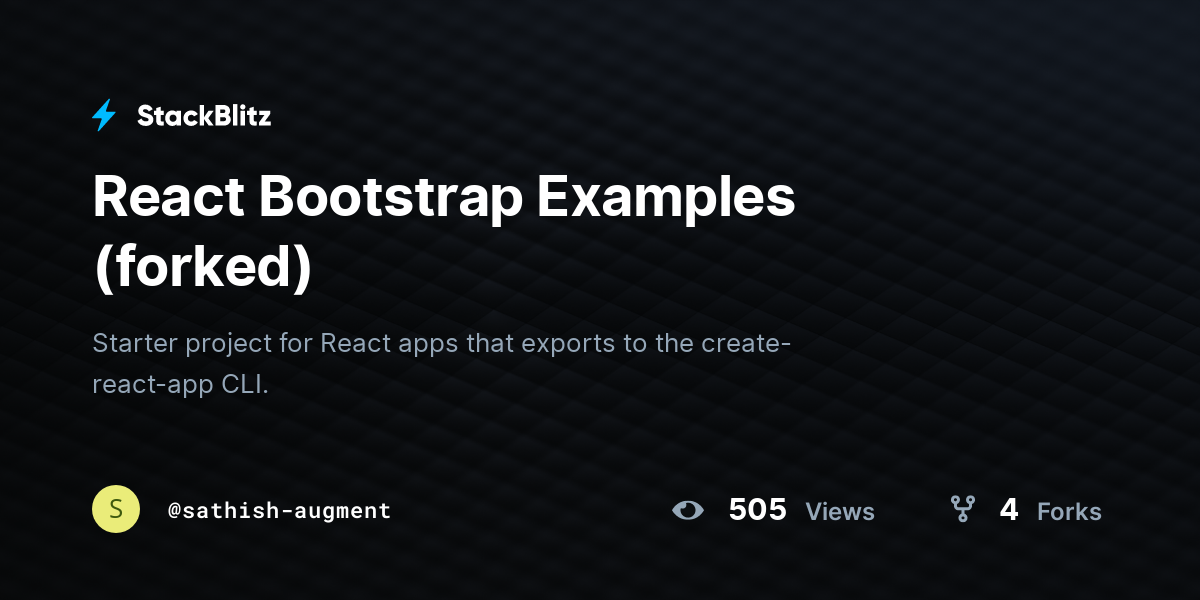 React Bootstrap Examples (forked) - StackBlitz