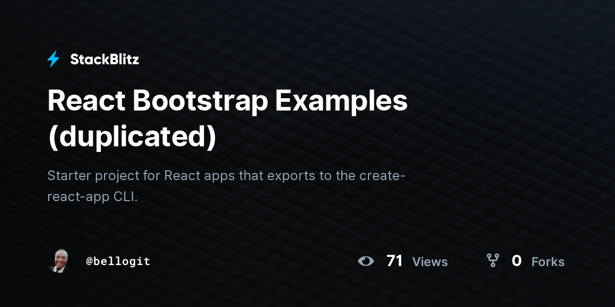 React Bootstrap Examples (duplicated) - StackBlitz