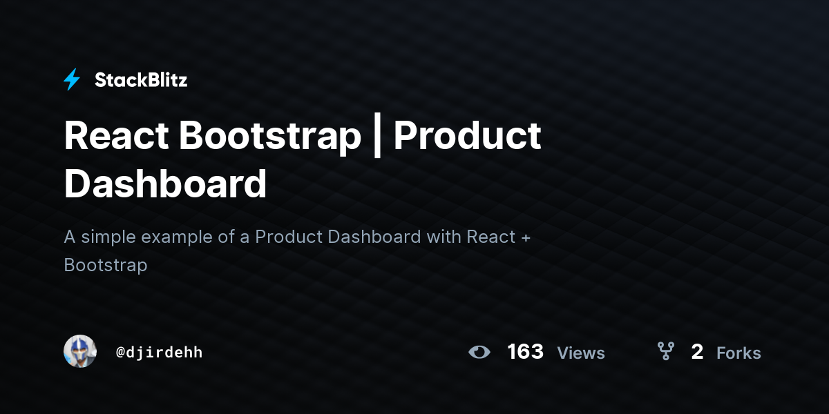 React Bootstrap | Product Dashboard - StackBlitz