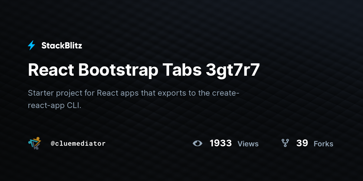 React Bootstrap Tabs 3gt7r7 - StackBlitz