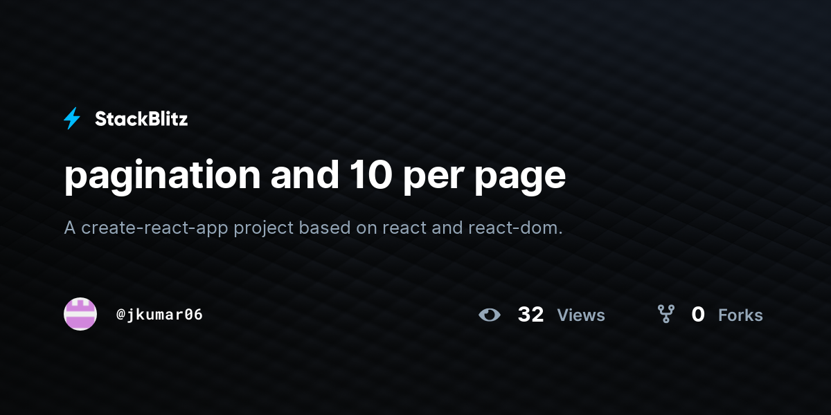 pagination and 10 per page - StackBlitz