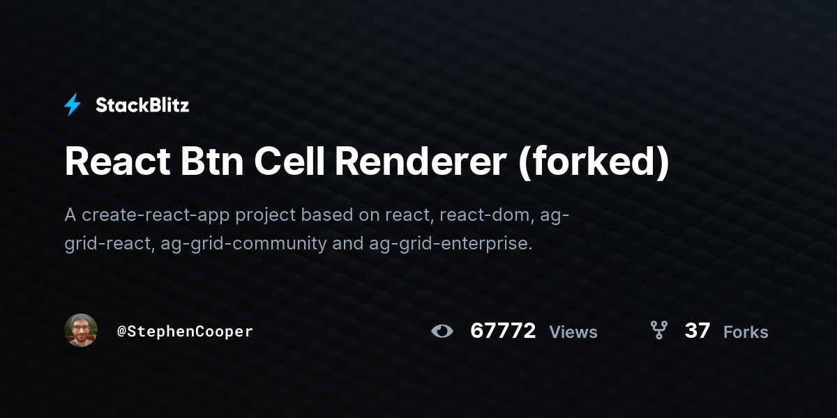 React Btn Cell Renderer (forked) - StackBlitz