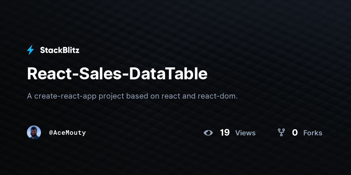 React sales datatable stackblitz