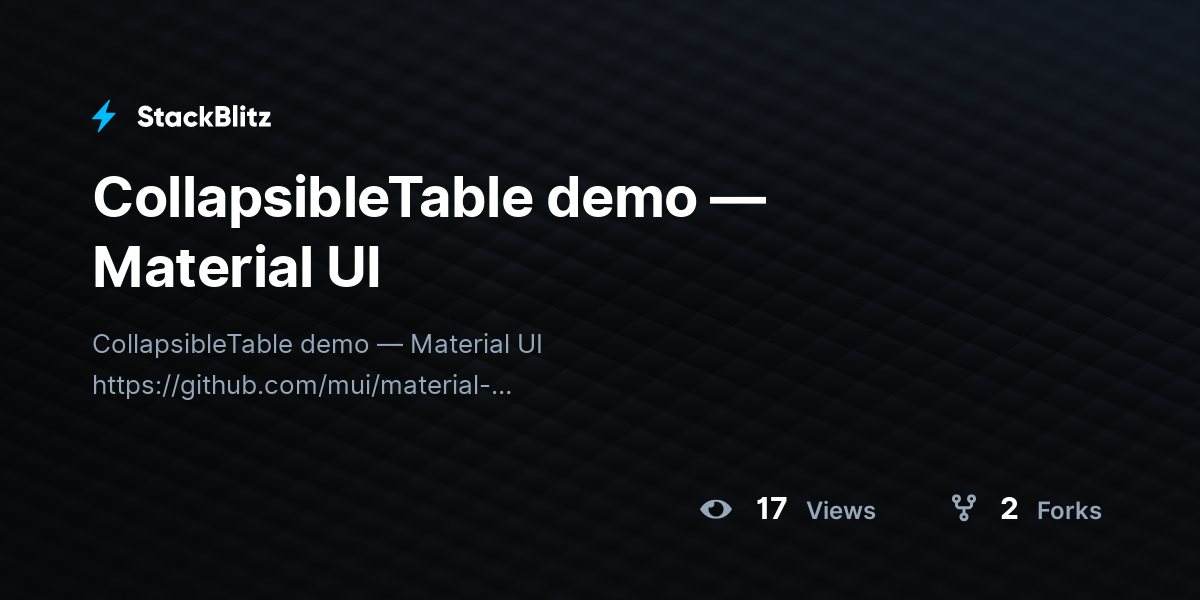 CollapsibleTable demo — Material UI - StackBlitz