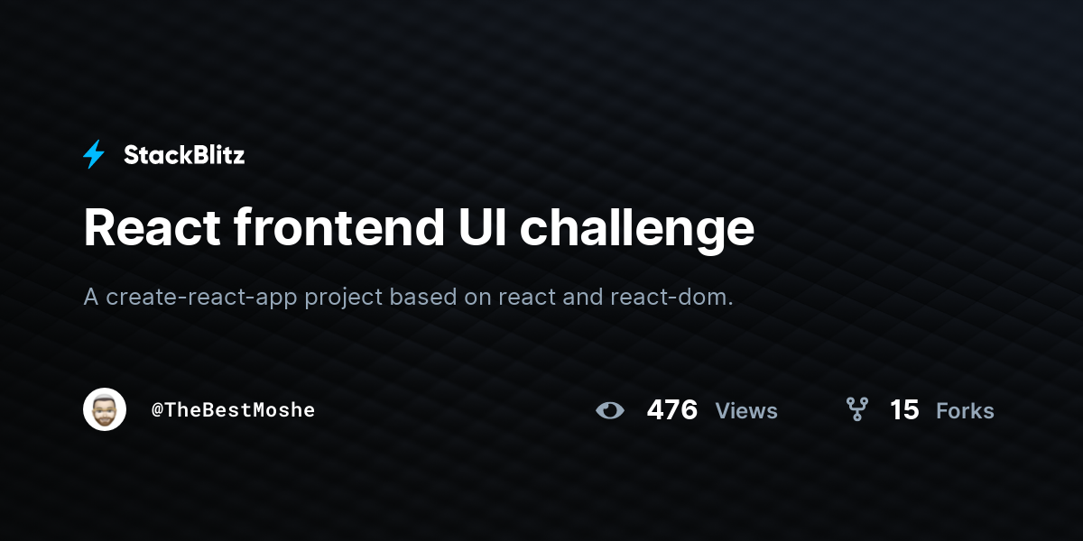 React frontend UI challenge - StackBlitz