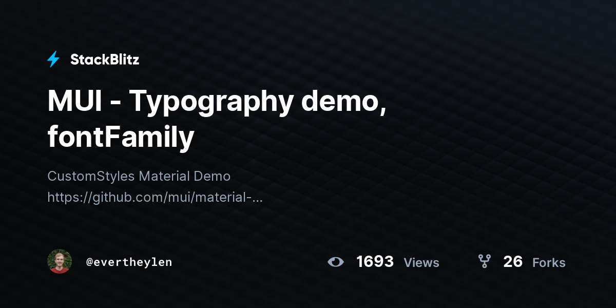 MUI Typography Demo FontFamily StackBlitz