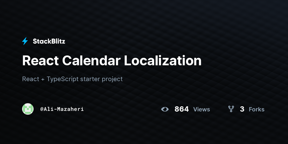 React Calendar Localization - StackBlitz