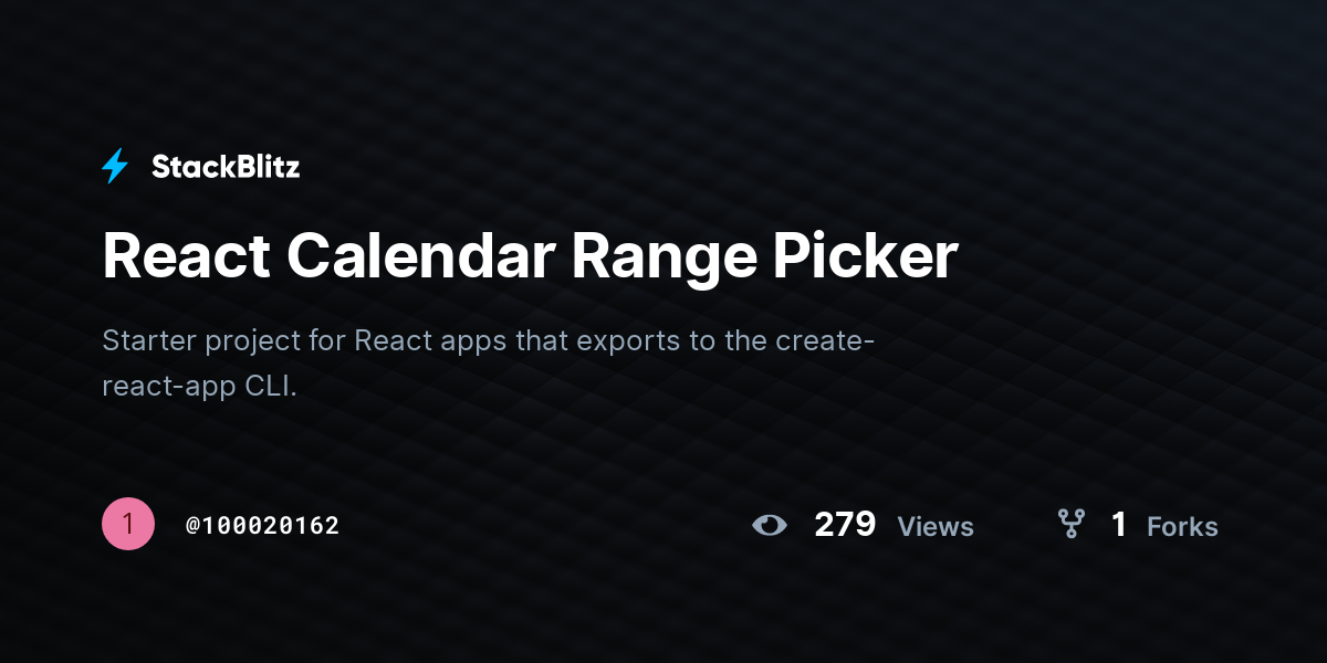 React Calendar Range Picker - StackBlitz