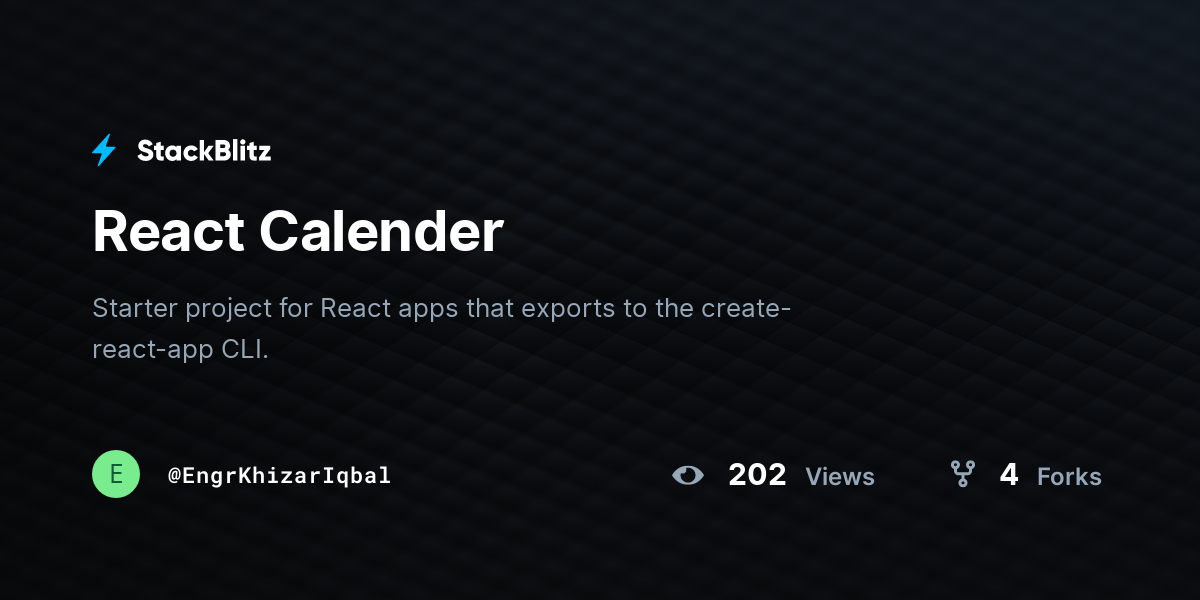 React Calender - StackBlitz