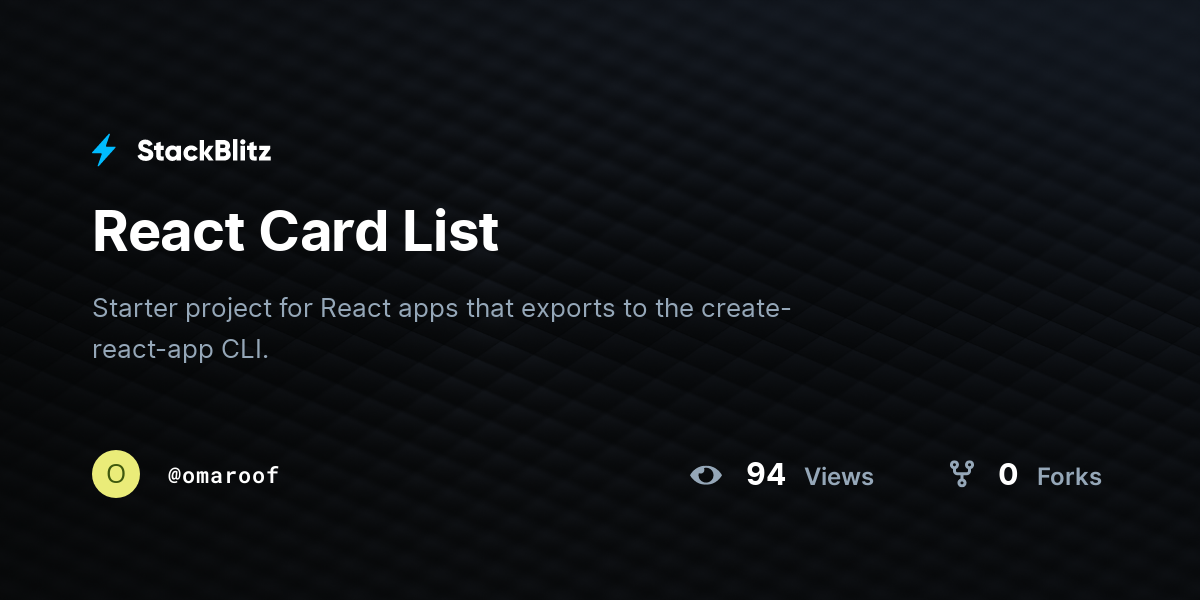 React Card List StackBlitz