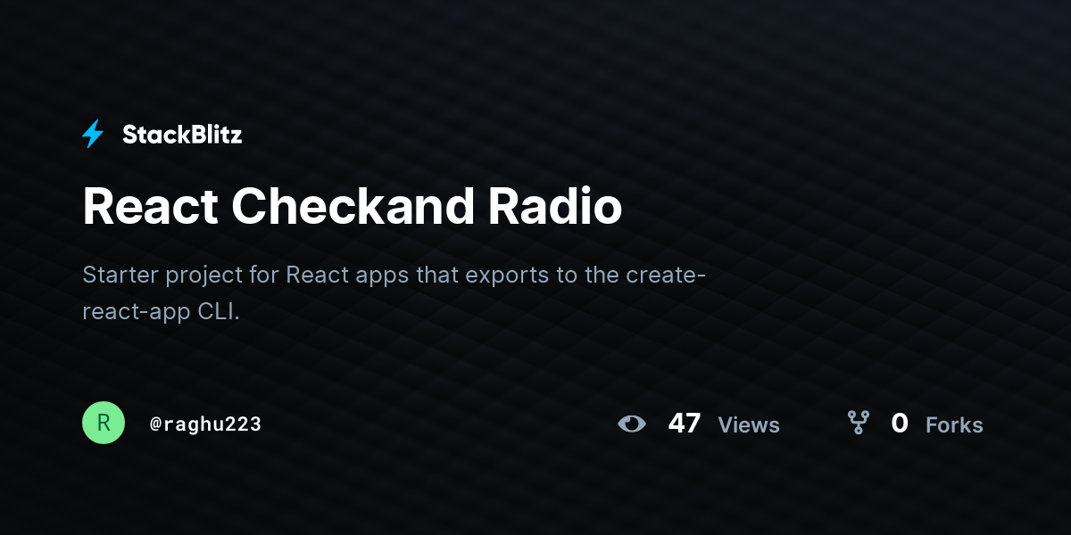 React Checkand Radio - StackBlitz
