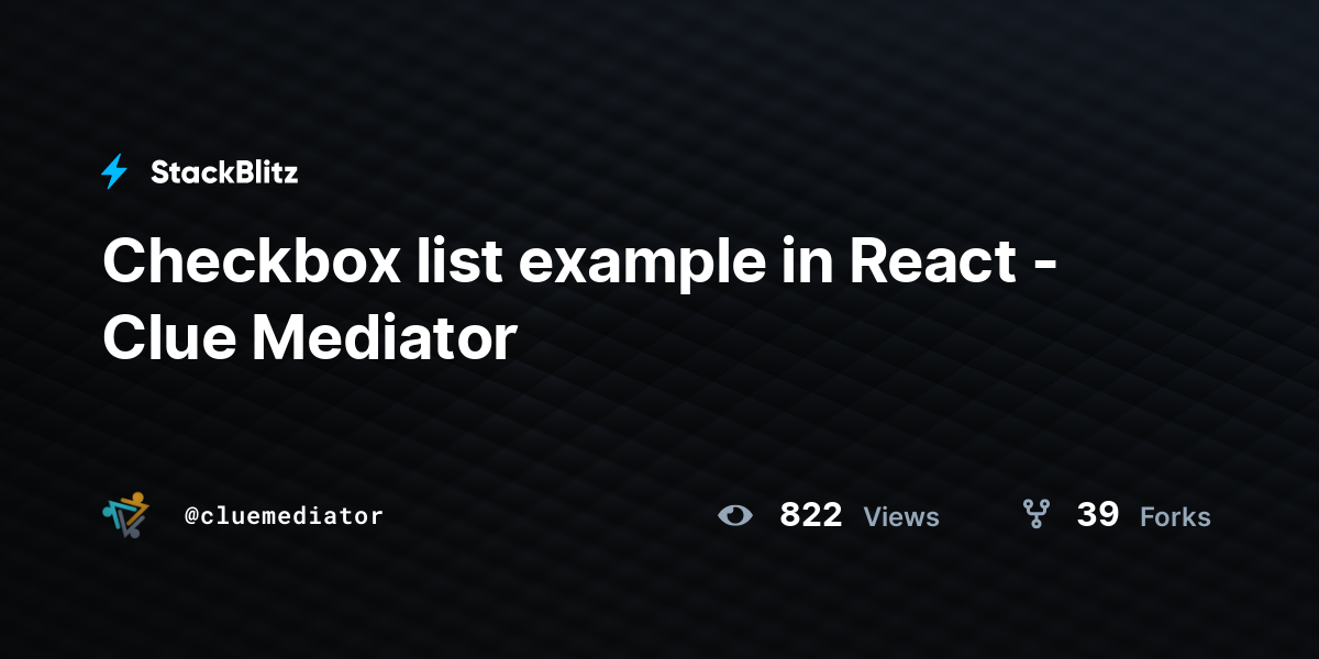 Checkbox list example in React - Clue Mediator - StackBlitz